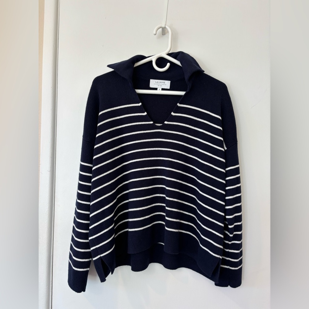 La Ligne Sailor Sweater – Navy & White Striped Cotton Cashmere | Size M